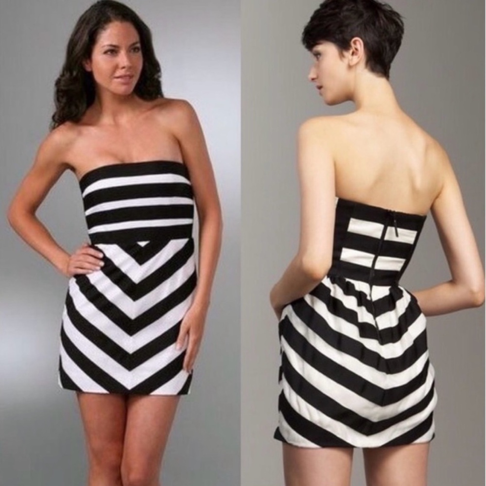 Alice + Olivia Organza Black and White Mini Dress